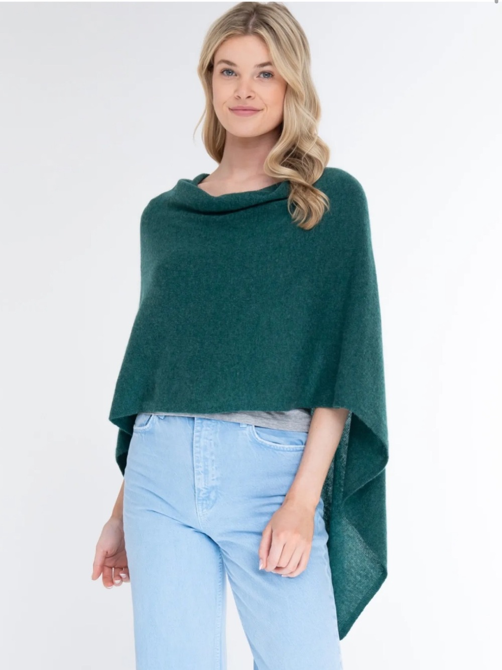 Claudia Nichole 100% Cashmere Teal Women's Poncho Sweater - Brand